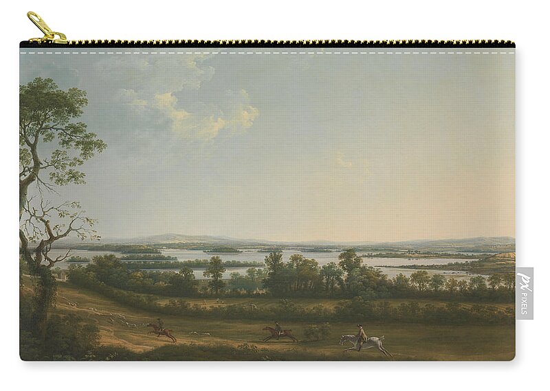 18th Century Art Zip Pouch featuring the painting Lough Erne from Knock Ninney, with Bellisle in the distance, County Fermanagh, Ireland by Thomas Roberts