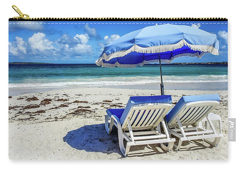 Caribbean Zip Pouch featuring the photograph Lounging on Orient Beach, St. Martin by Dawn Richards