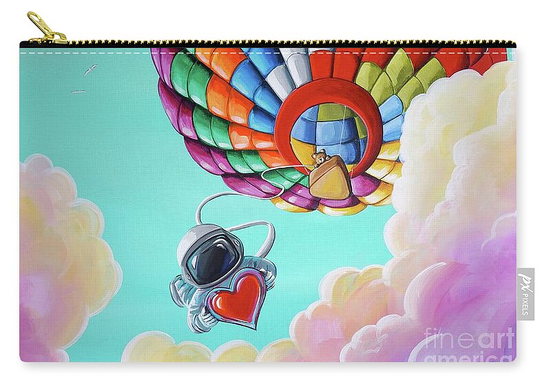 Hot Air Balloon Zip Pouch featuring the painting Love From Above by Cindy Thornton
