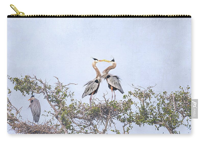 Debra Martz Zip Pouch featuring the photograph Love Is In The Air - Great Blue Herons by Debra Martz