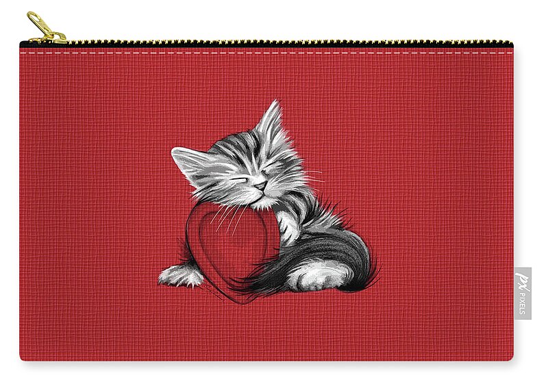 Kitten Zip Pouch featuring the digital art Love You by Cindy Anderson