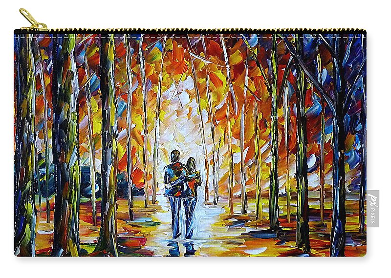 Park Landscape Carry-all Pouch featuring the painting Lovers In The Park by Mirek Kuzniar