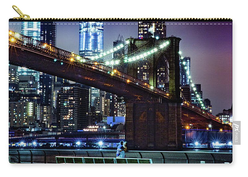 Cityscape Zip Pouch featuring the photograph Lovers on the East River by Peter J DeJesus