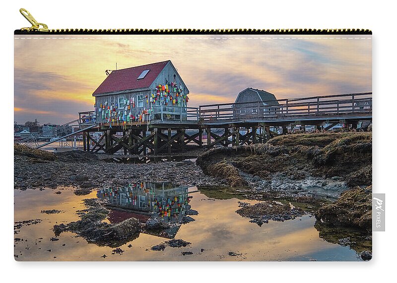 Badgers Island Zip Pouch featuring the photograph Low Tide Reflections, Badgers Island. by Jeff Sinon