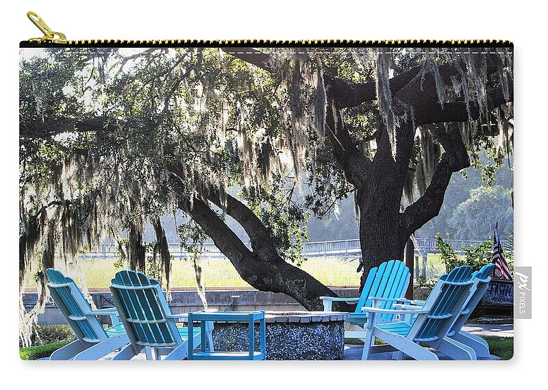 Fishcamp On Broad Creek Zip Pouch featuring the photograph Lowcountry Lifestyle by Mary Ann Artz
