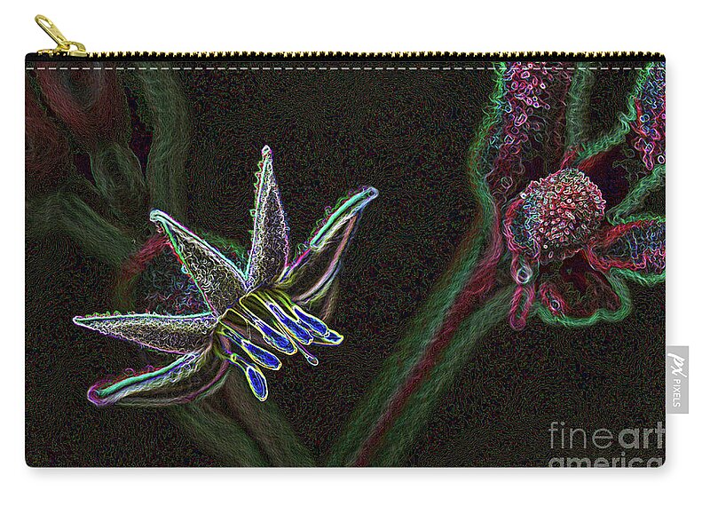 Black Zip Pouch featuring the photograph Luminescent Flora by Roslyn Wilkins