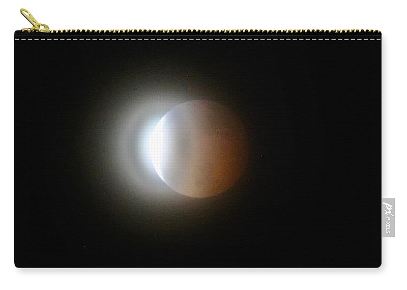 Moon Zip Pouch featuring the photograph Lunar Eclipse Jan 2019 by Cathie Douglas