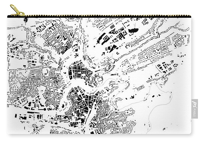 City Zip Pouch featuring the digital art Luxemburg building map by Christian Pauschert