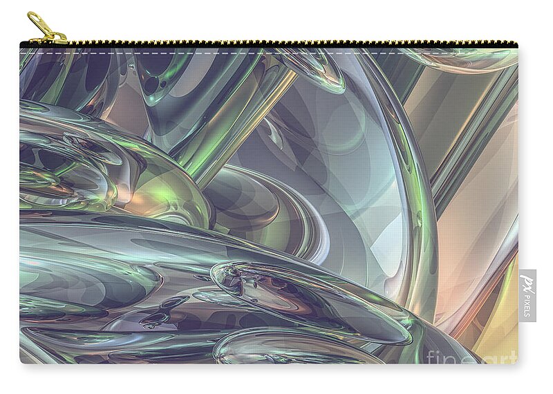 Three Dimensional Zip Pouch featuring the digital art Macro Glass Reflections by Phil Perkins