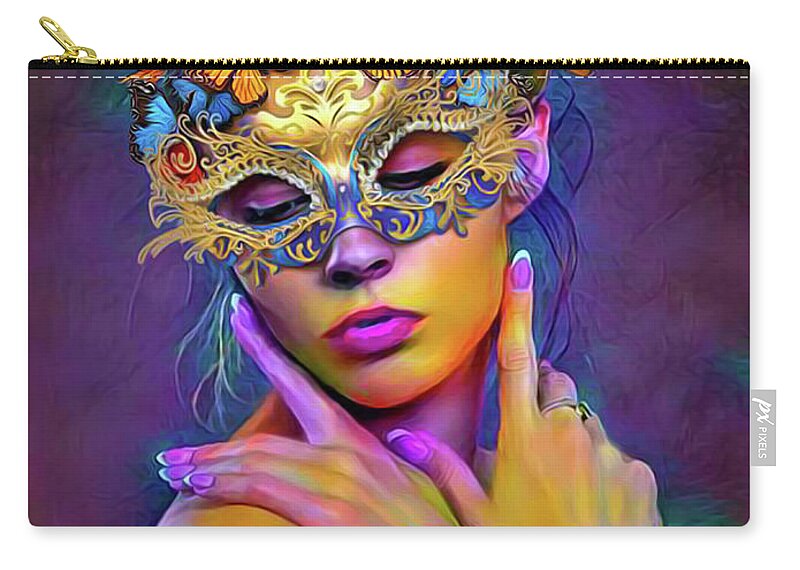 Young Woman Zip Pouch featuring the digital art Madame Butterfly by Kathy Kelly