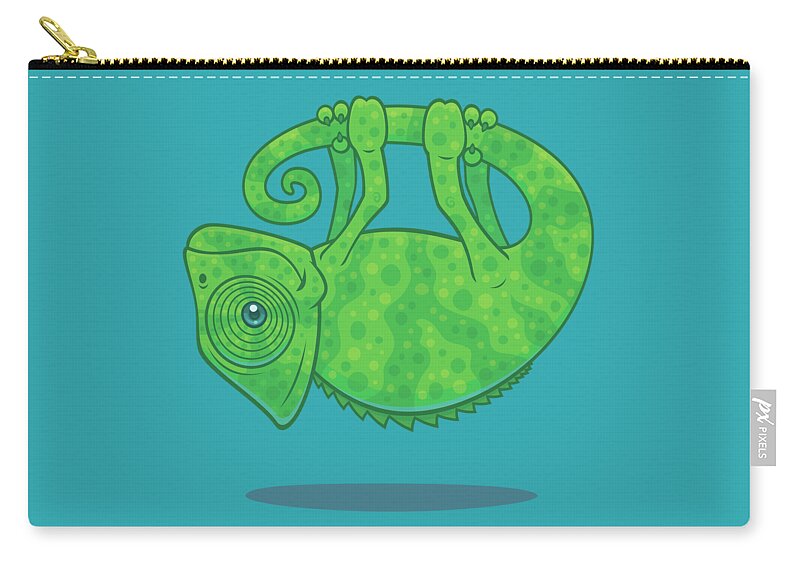 Chameleon Carry-all Pouch featuring the digital art Magical Chameleon by John Schwegel