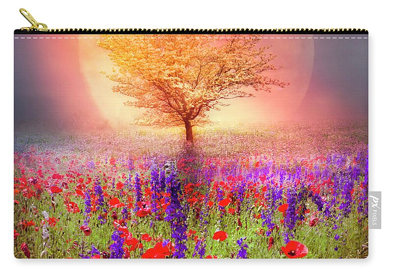Appalachia Zip Pouch featuring the photograph Magical Moon in the Poppies by Debra and Dave Vanderlaan