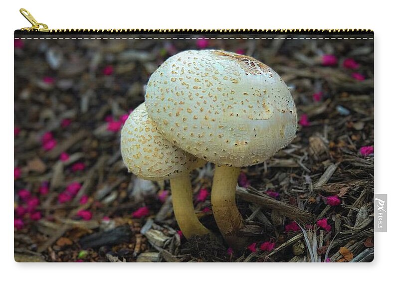 Flora Zip Pouch featuring the photograph Magical Mushrooms by Lora J Wilson