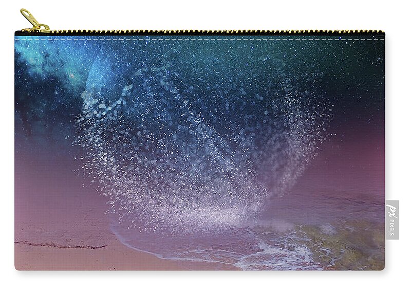Magic Zip Pouch featuring the mixed media Magical Night Moment By The Seashore In Dreamland 3 by Johanna Hurmerinta