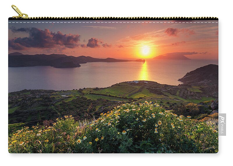 Aegean Sea Carry-all Pouch featuring the photograph Magnificent Greek Sunset by Evgeni Dinev