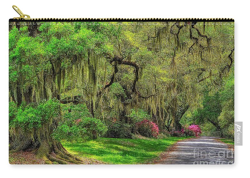 Scenic Zip Pouch featuring the photograph Magnolia Plantation And Gardens by Kathy Baccari