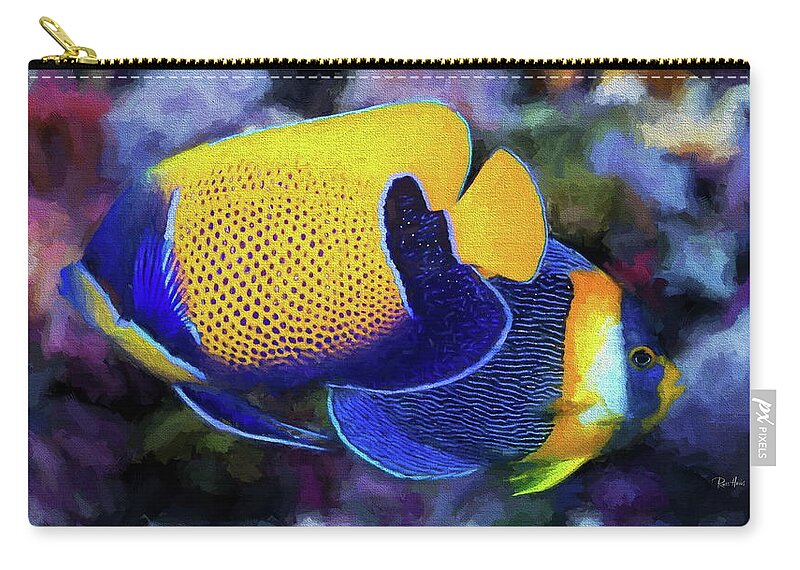 Majestic Angelfish Zip Pouch featuring the digital art Majestic Angelfish by Russ Harris