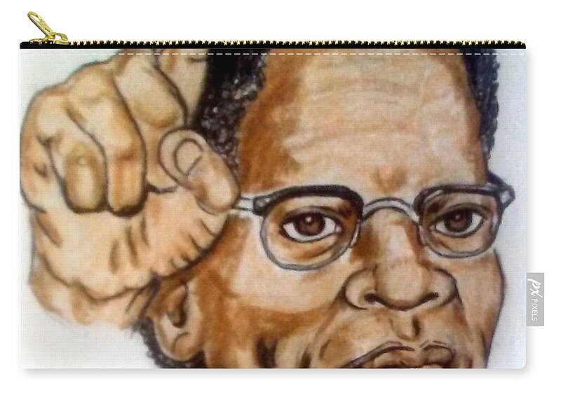 Blak Art Zip Pouch featuring the drawing Malcolm X by Joedee