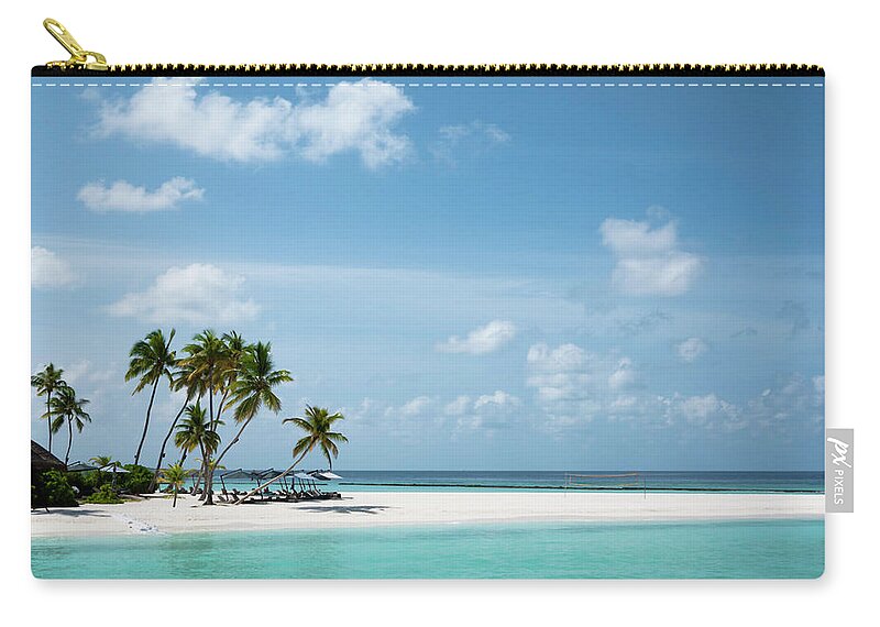 Scenics Zip Pouch featuring the photograph Maldives Beach by Kevin Law