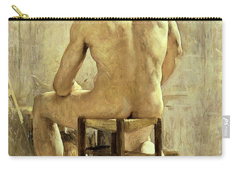 Jules Zip Pouch featuring the painting Male Model by Jules Gustave Besson
