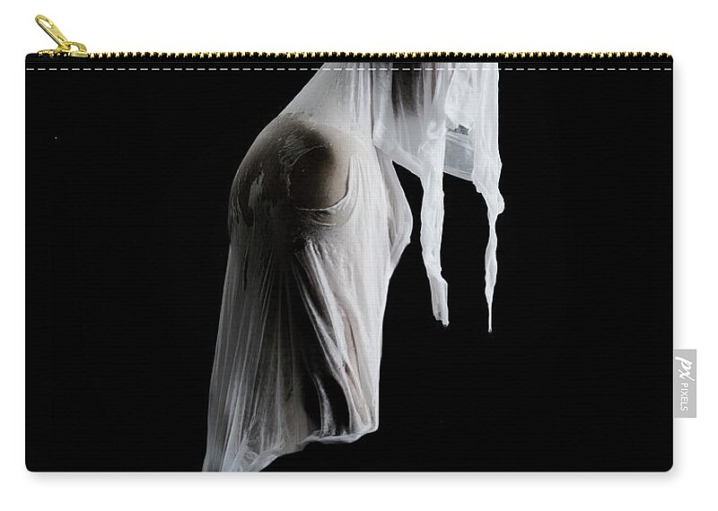 People Zip Pouch featuring the photograph Man Covered In White Material by Tara Moore