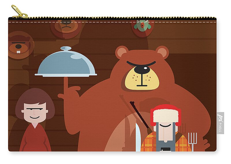 Bear Zip Pouch featuring the digital art Man Eater by Nick Diggory