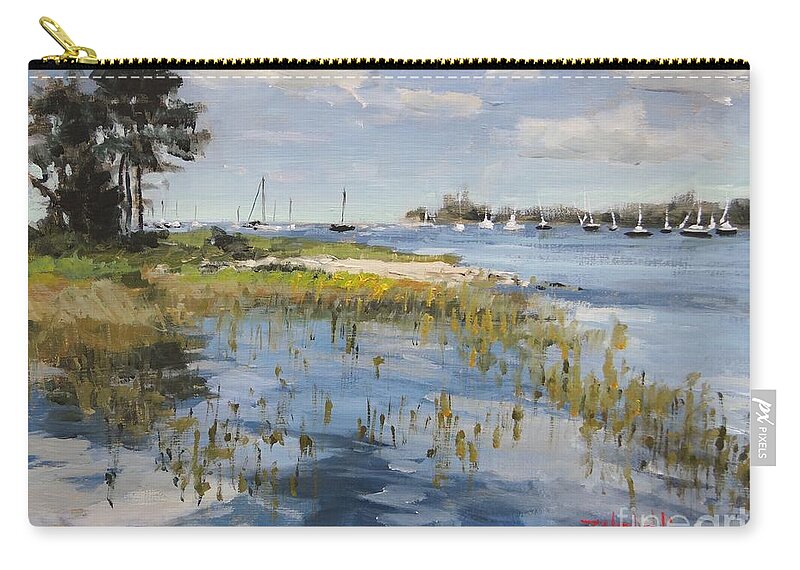 New Hampshire Zip Pouch featuring the painting Manchester by the Sea by Laura Lee Zanghetti