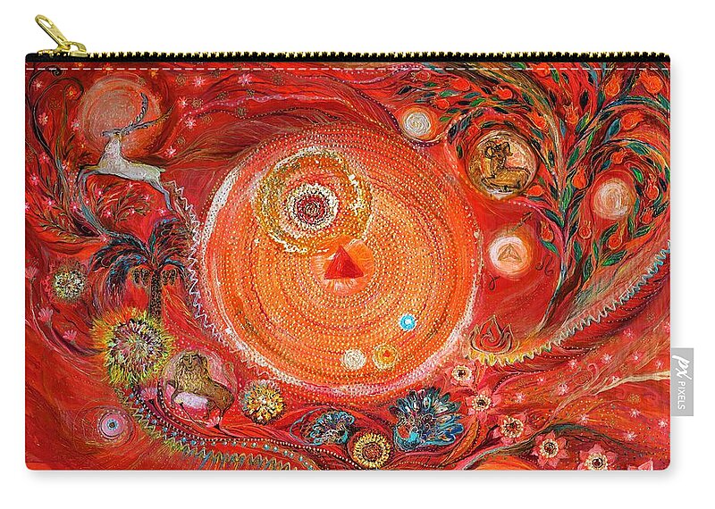 Mandala Zip Pouch featuring the painting Mandala series #2. Element Fire by Elena Kotliarker