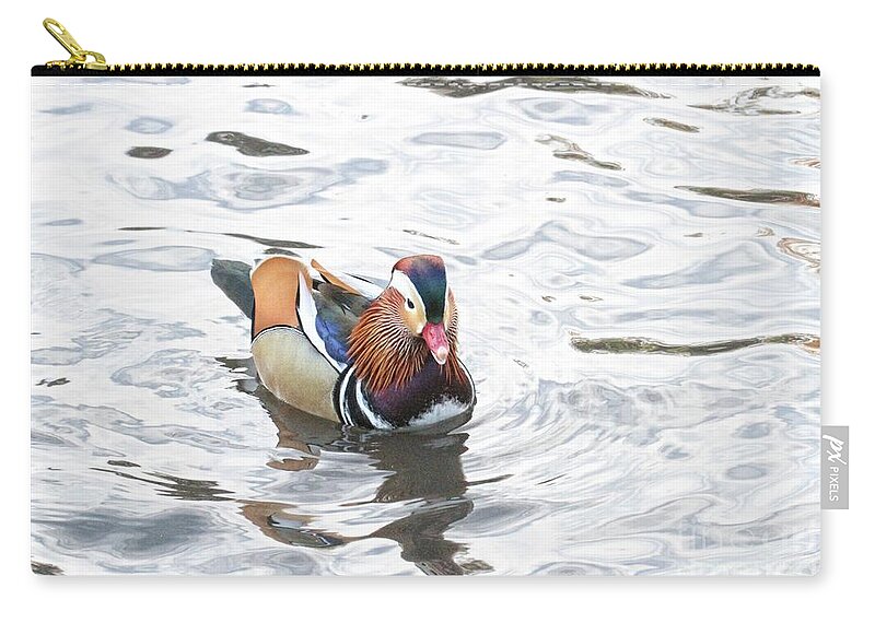 Mandarin Duck Zip Pouch featuring the photograph Mandarian_15_faa by Patricia Youngquist