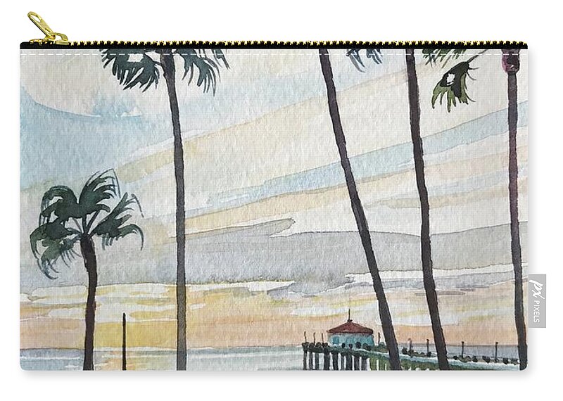 Manhattan Beach Zip Pouch featuring the painting Manhattan Beach #2 by Luisa Millicent
