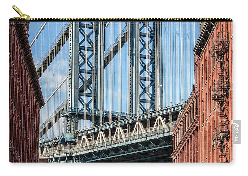 Tranquility Zip Pouch featuring the photograph Manhattan Bridge And Empire State by Brian Eden
