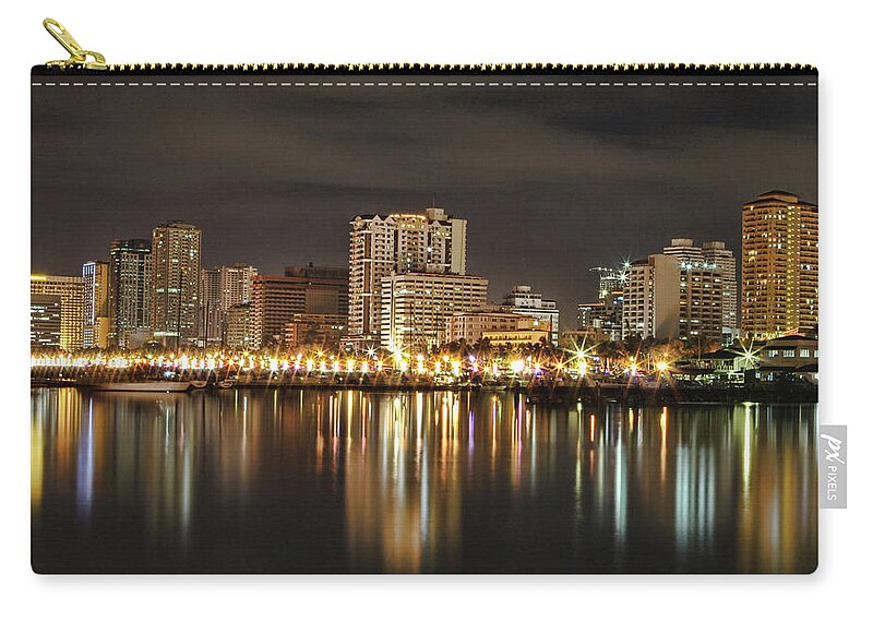 Outdoors Zip Pouch featuring the photograph Manila Bay At Night by Igroup