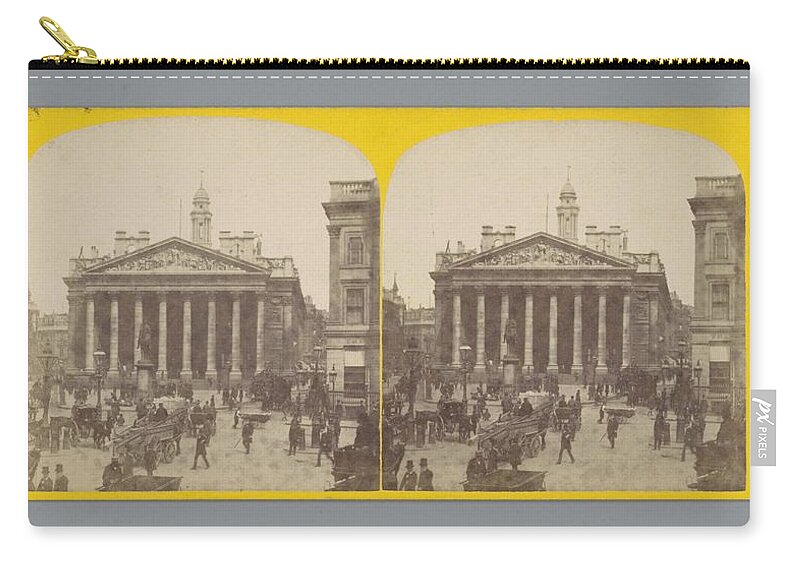 Nature Zip Pouch featuring the painting Mansion House Street with view on a stock exchange building in London, York Son, c. 1860 - c. 1880 by MotionAge Designs