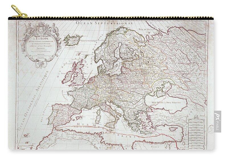 Europe Zip Pouch featuring the digital art Map Of Europe by Fototeca Gilardi