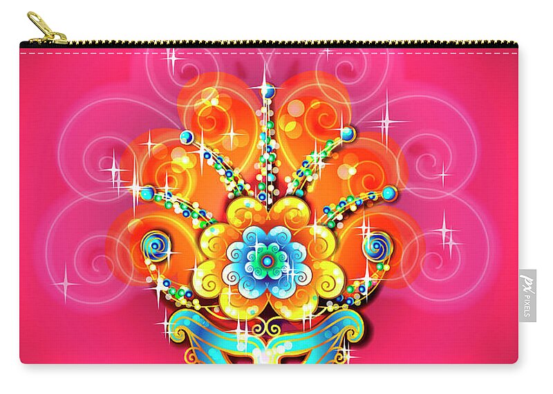 Celebration Zip Pouch featuring the digital art Mardi Gras Mask by New Vision Technologies Inc