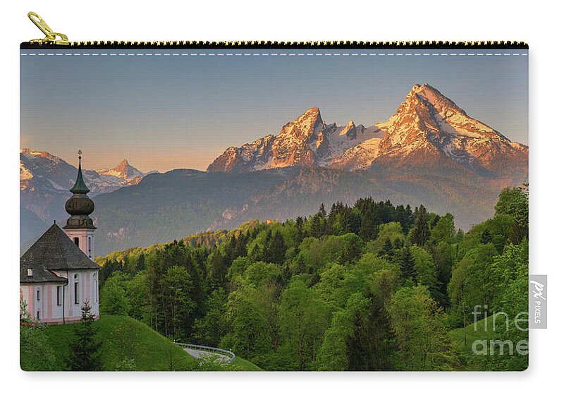Color Image Zip Pouch featuring the photograph Maria Gern, Berchtesgaden by Henk Meijer Photography