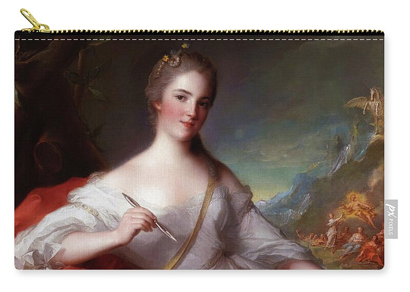 Marie-geneviève Boudrey As A Muse Carry-all Pouch featuring the painting Marie Genevieve Boudrey As A Muse by Jean Marc Nattier by Rolando Burbon