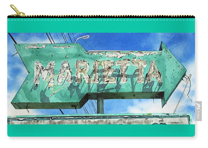 Mid-century Neon Zip Pouch featuring the painting This Way by Lisa Tennant