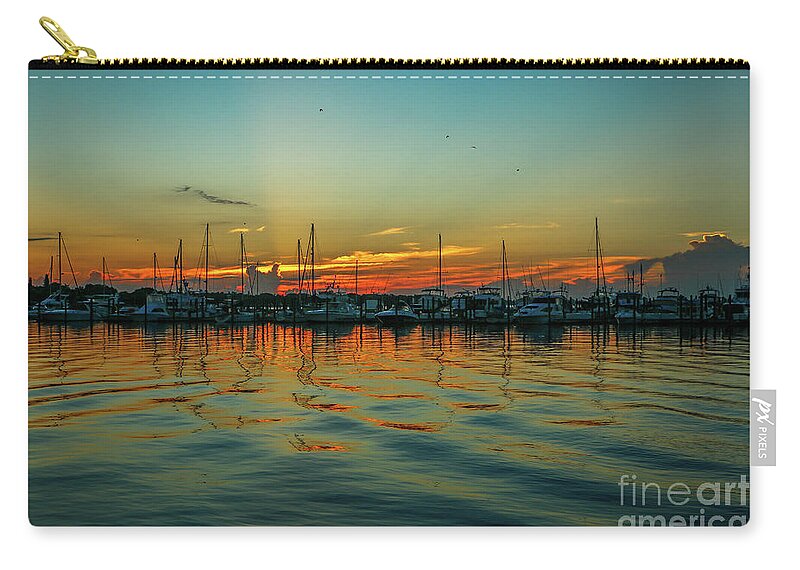 Marina Zip Pouch featuring the photograph Marina Reflection Sunrise by Tom Claud