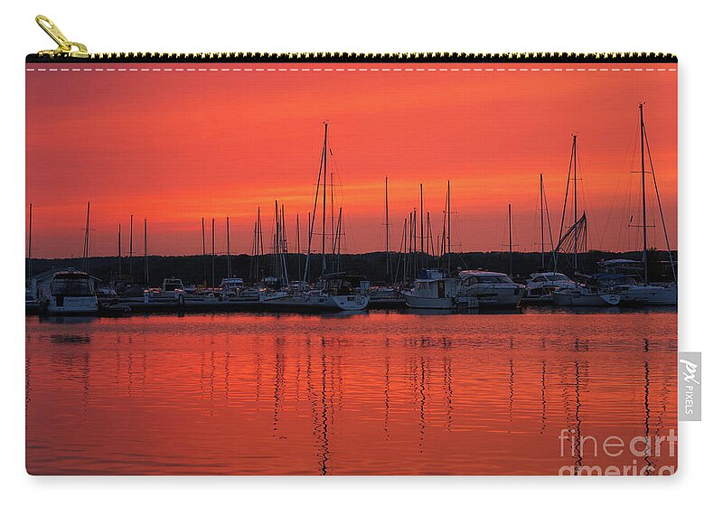 Marina Sunset In Summer Zip Pouch featuring the photograph Marina Sunset in Summer by Rachel Cohen