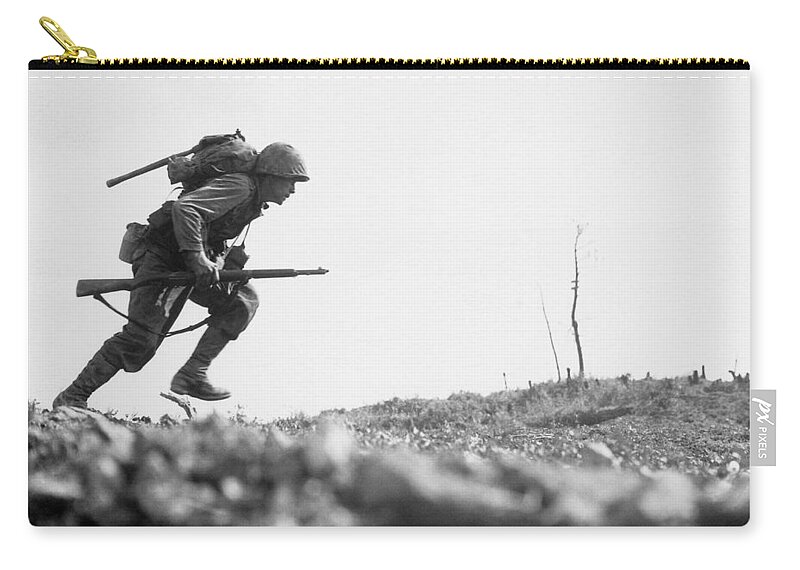 Marine Zip Pouch featuring the photograph Marine Dash On Okinawa by War Is Hell Store