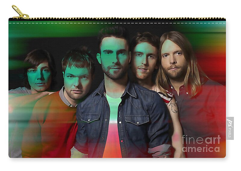 Maroon 5 Zip Pouch featuring the digital art Maroon 5 Painting by Marvin Blaine