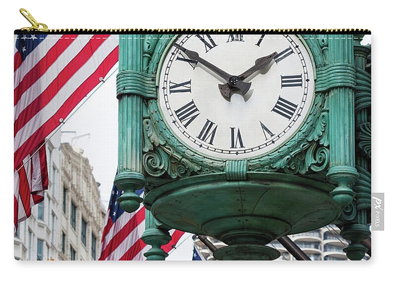 Marshall Field's Great Clock Zip Pouch featuring the photograph Marshall Field's Great Clock by Patty Colabuono