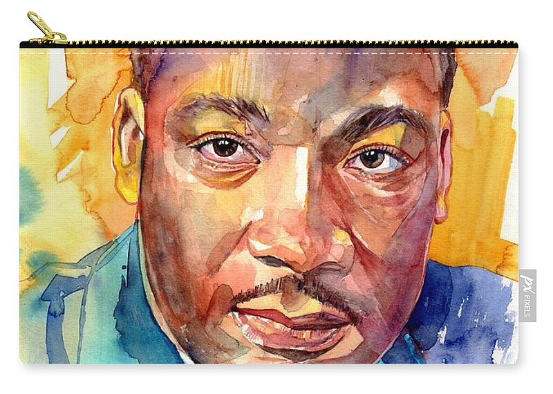 Martin Luther King Jr Zip Pouch featuring the painting Martin Luther King Jr Watercolor by Suzann Sines