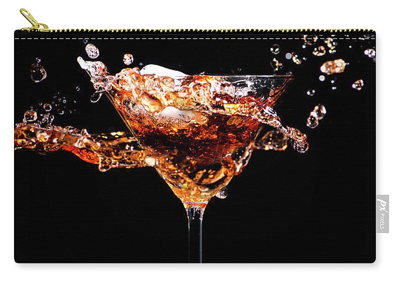 Cocktail Zip Pouch featuring the photograph Martini cocktail splash by Jelena Jovanovic