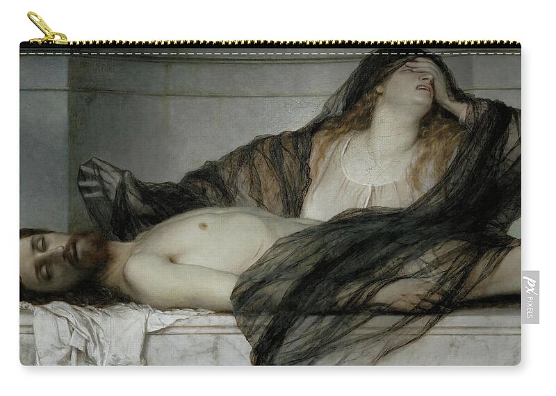 Arnold Bocklin Zip Pouch featuring the painting Mary Magdalen deplores the dead Christ,1867 Canvas,84 x 149 cm Inv.104. by Arnold Boecklin -1827-1901-