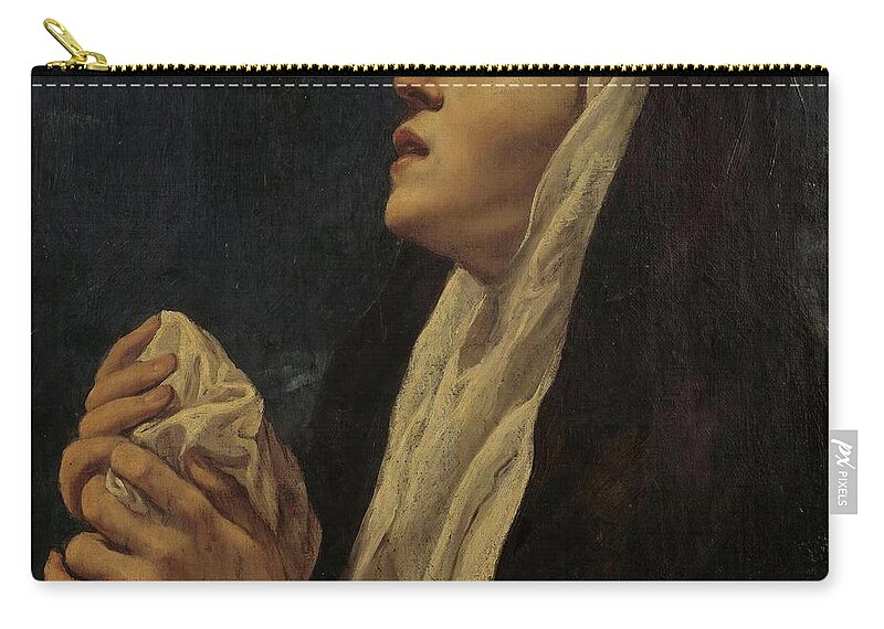 Luis Tristan Zip Pouch featuring the painting 'Mary Magdalene', 1616, Spanish School, Canvas, 42 cm x 40 cm, P02837. by Luis Tristan de Escamilla -c 1587-1624-