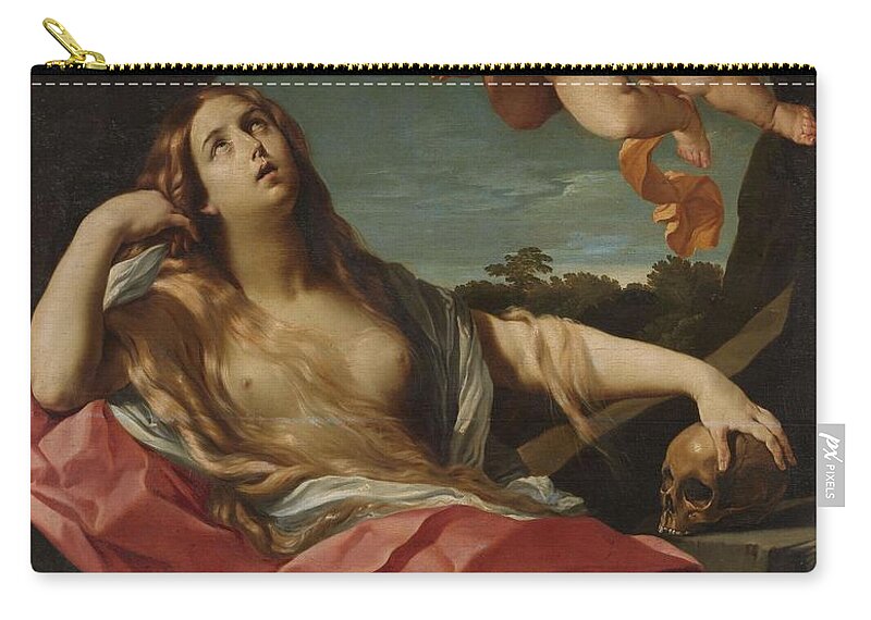 Canvas Zip Pouch featuring the painting Mary Magdalene. by Guido Reni -copy after-