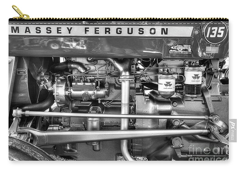 Massey Ferguson 135 Zip Pouch featuring the photograph Massey Engine by Mike Eingle