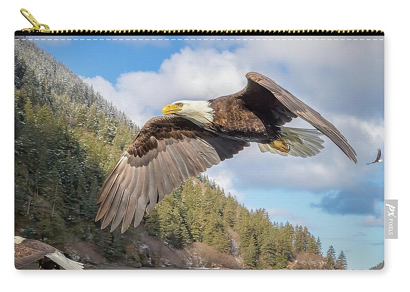 Alaska Zip Pouch featuring the photograph Master of the Skies by James Capo